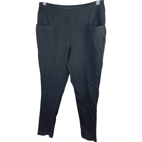 Belle by Kim Gravel Regular Ponte Triple Topstitch Ankle Leggings Black 10 Reg - Picture 1 of 9